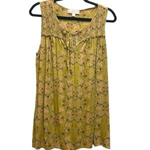 Suzanne Betro Yellow Sleeveless Blouse with Tie Front